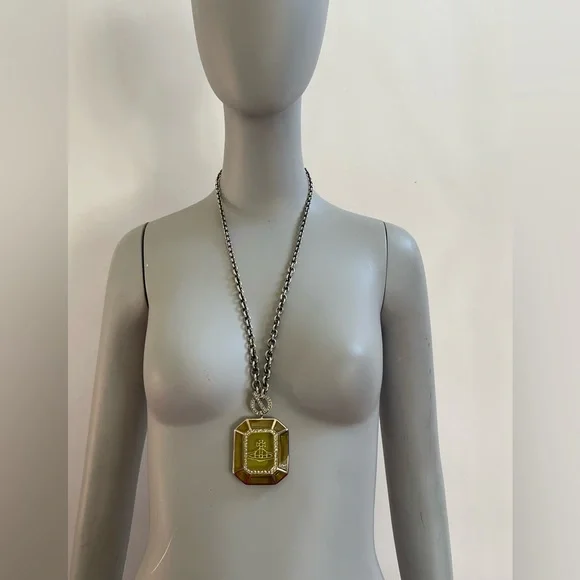 Vivienne Westwood VINTAGE BRAND NEW AW2011 Necklace Olive Green/Silver/Swarovski - Picture 2 of 11